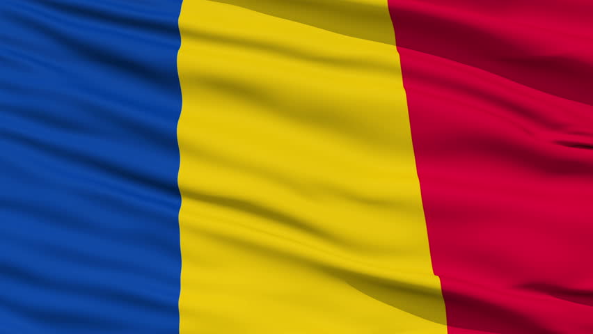 Closeup cropped view of a fluttering national flag of Chad