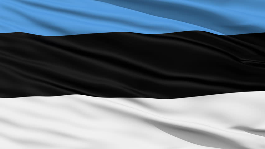 Closeup cropped view of a fluttering national flag of Estonia