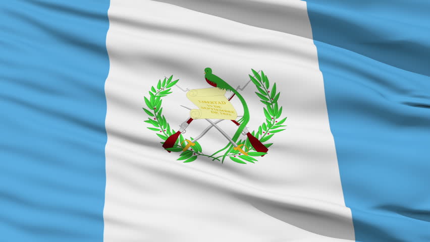 Closeup cropped view of a fluttering national flag of Guatemala