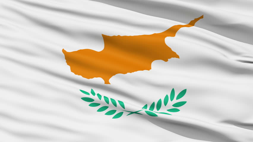 Closeup cropped view of a fluttering national flag of Cyprus