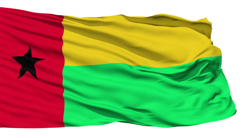 Animation of the full fluttering national flag of Guinea Bissau isolated on