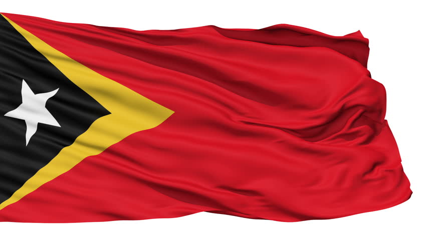 Animation of the full fluttering national flag of East Timor isolated on white