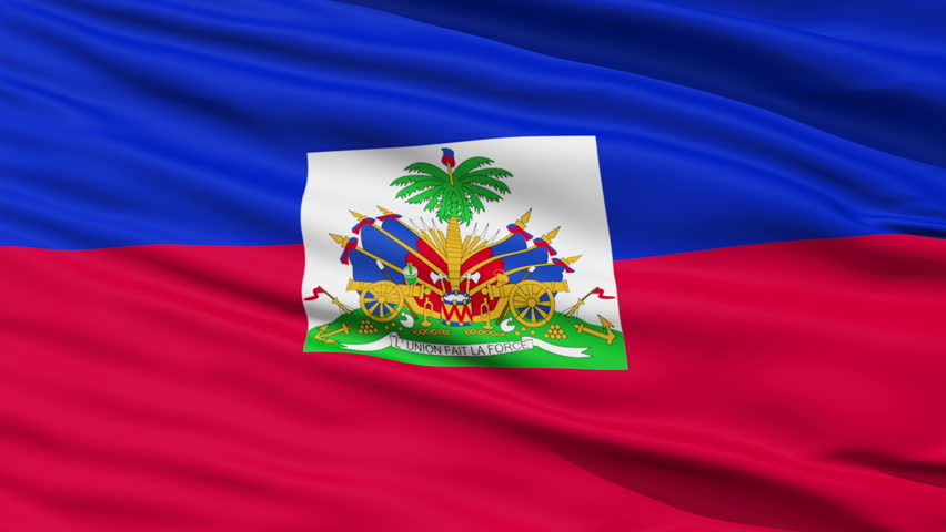 Closeup cropped view of a fluttering national flag of Haiti