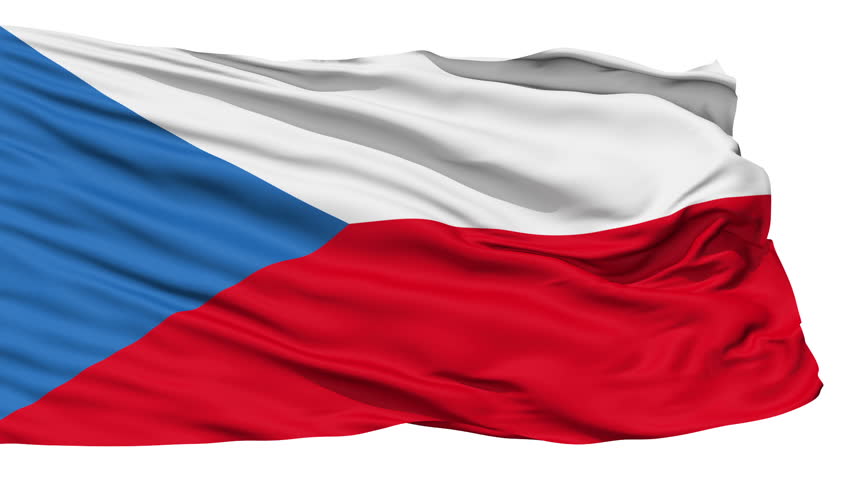 Animation of the full fluttering national flag of Czech isolated on white