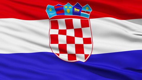 Closeup cropped view of a fluttering national flag of Croatia