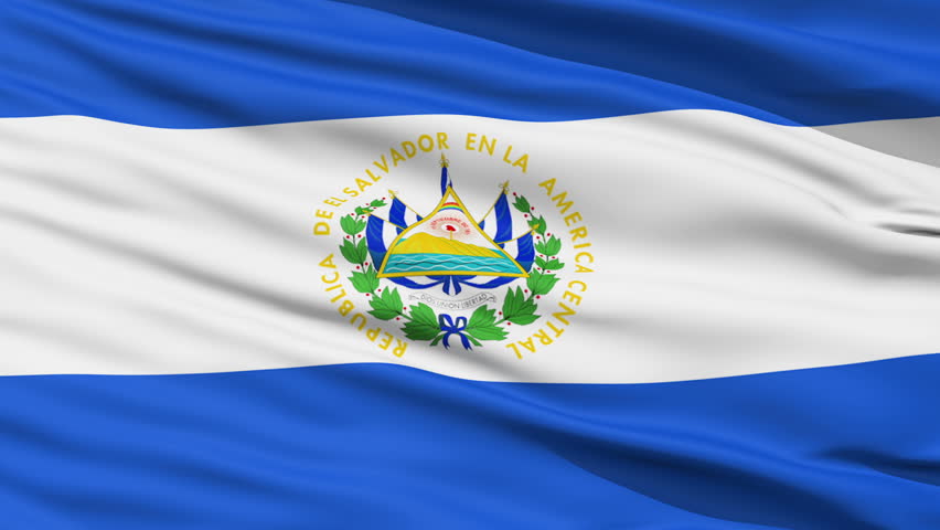 Closeup cropped view of a fluttering national flag of El Salvador
