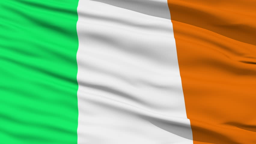 Closeup cropped view of a fluttering national flag of Ireland