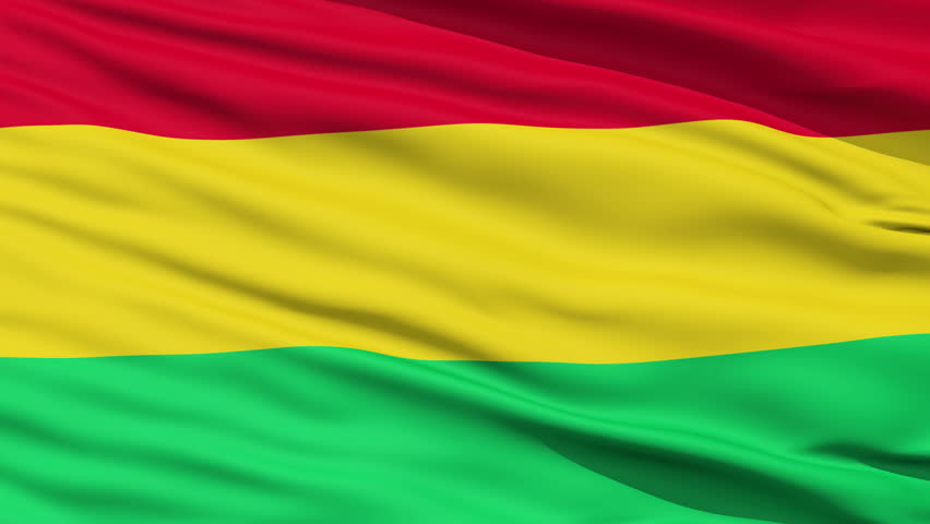 Closeup cropped view of a fluttering national flag of Bolivia