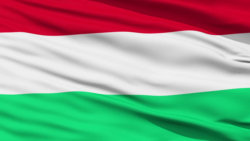 Closeup cropped view of a fluttering national flag of Hungary