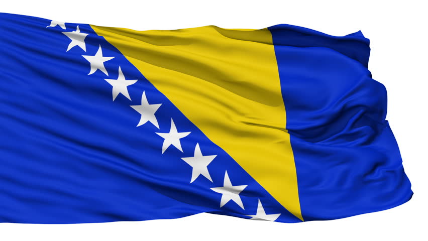 Animation of the full fluttering national flag of Bosnia and Herzegovina