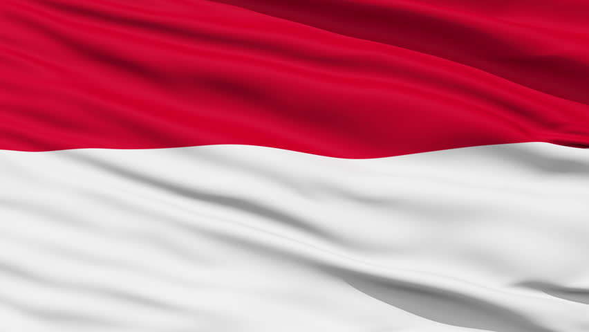 Closeup cropped view of a fluttering national flag of Indonesia