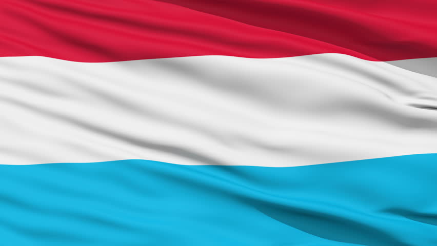 Closeup cropped view of a fluttering national flag of Luxembourg