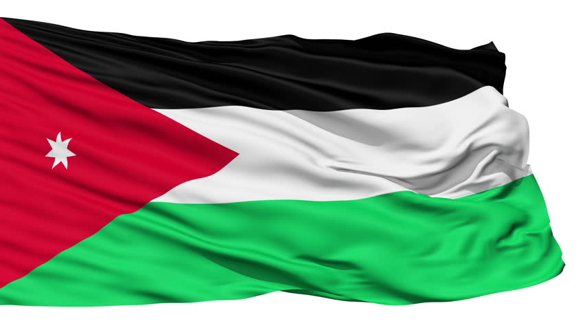 Animation of the full fluttering national flag of Jordan isolated on white