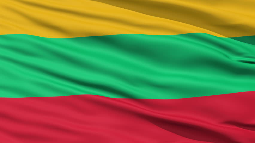 Closeup cropped view of a fluttering national flag of Lithuania