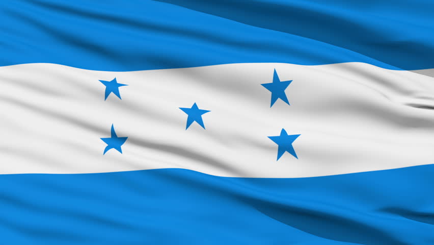 Closeup cropped view of a fluttering national flag of Honduras