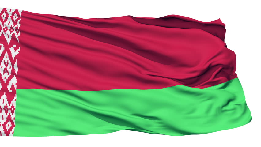 Animation of the full fluttering national flag of Belarus isolated on white