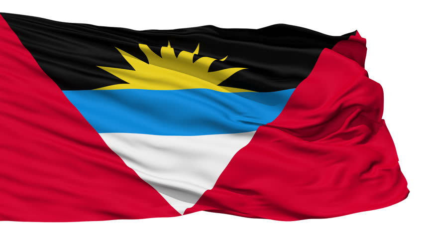 Animation of the full fluttering national flag of Antigua and Barbuda isolated
