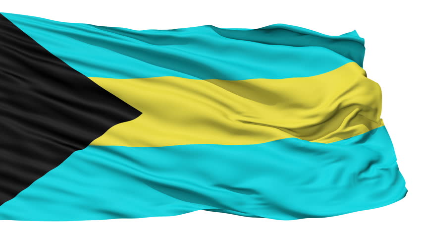 Animation of the full fluttering national flag of Bahamas isolated on white