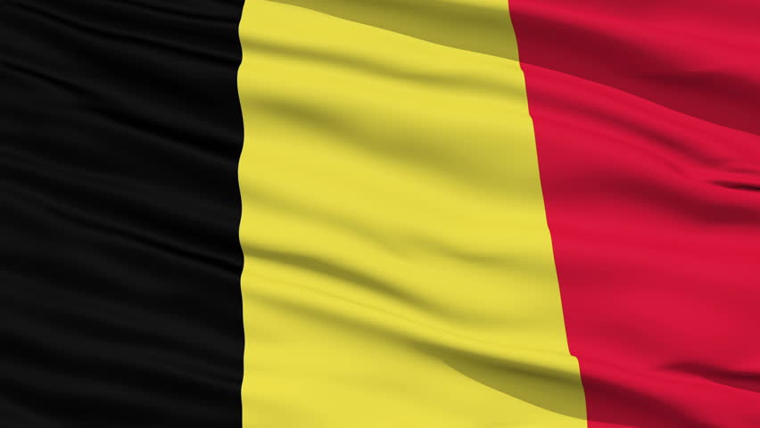 Closeup cropped view of a fluttering national flag of Belgium