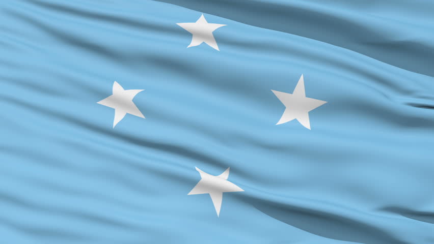 Closeup cropped view of a fluttering national flag of Micronesia