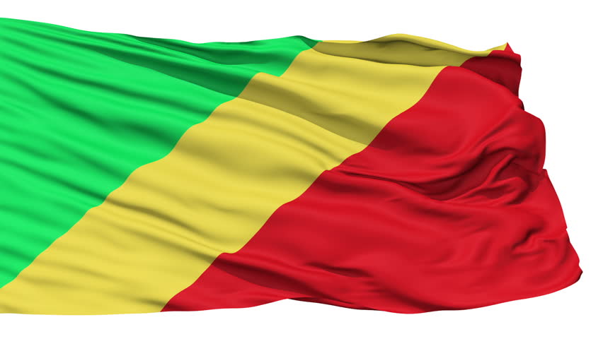 Animation of the full fluttering national flag of Republic of Congo isolated on