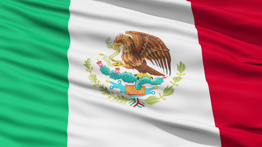 Closeup cropped view of a fluttering national flag of Mexico