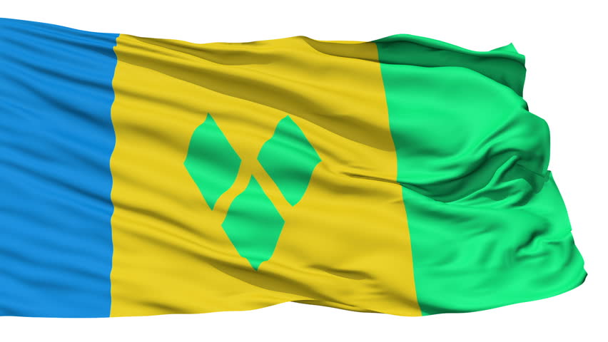 Animation of the full fluttering national flag of Saint Vincent Grenadines