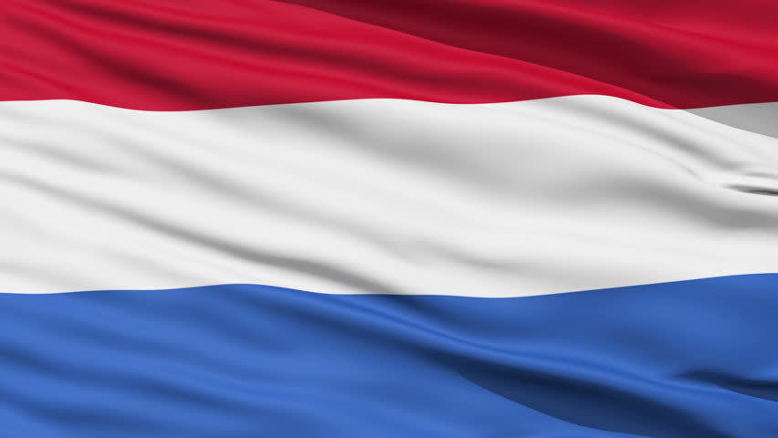 Closeup cropped view of a fluttering national flag of Netherlands
