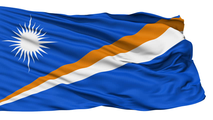 Animation of the full fluttering national flag of Marshall Islands isolated on