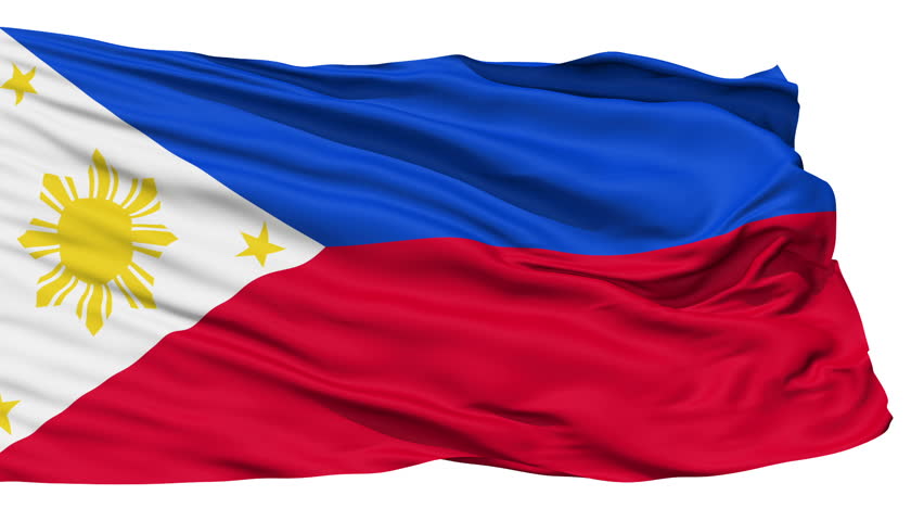 Animation of the full fluttering national flag of Philippines isolated on white