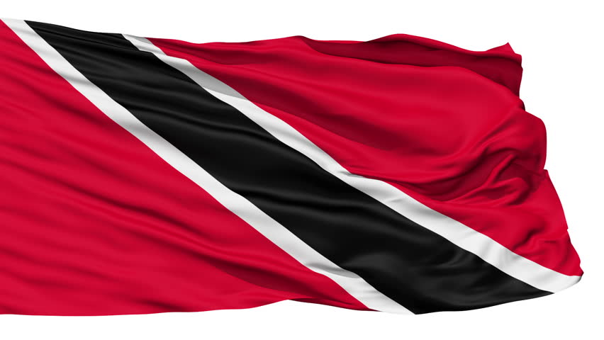 Animation of the full fluttering national flag of Trinidad and Tobago isolated
