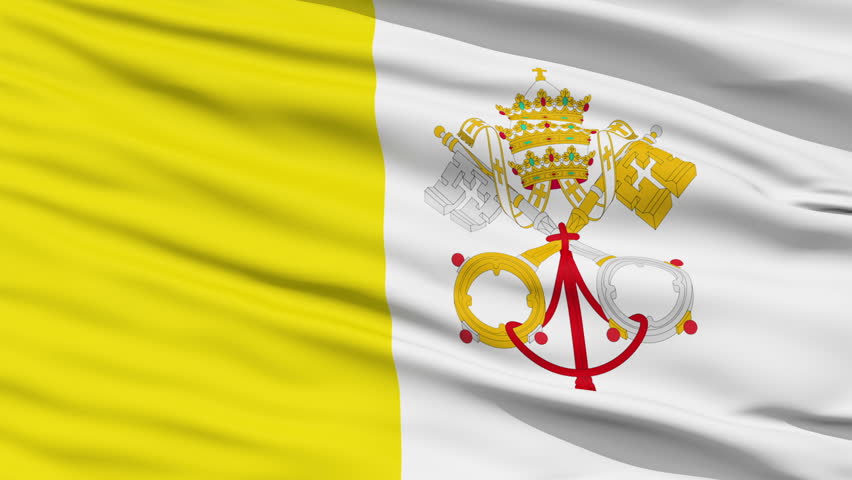 Closeup cropped view of a fluttering national flag of Vatican