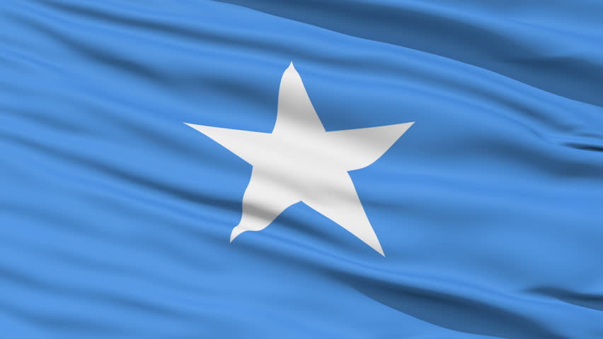 Closeup cropped view of a fluttering national flag of Somalia