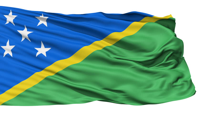Animation of the full fluttering national flag of Solomon Islands isolated on