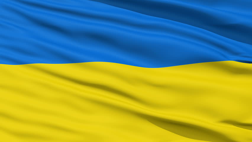 Closeup cropped view of a fluttering national flag of Ukraine