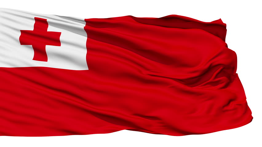 Animation of the full fluttering national flag of Tonga isolated on white