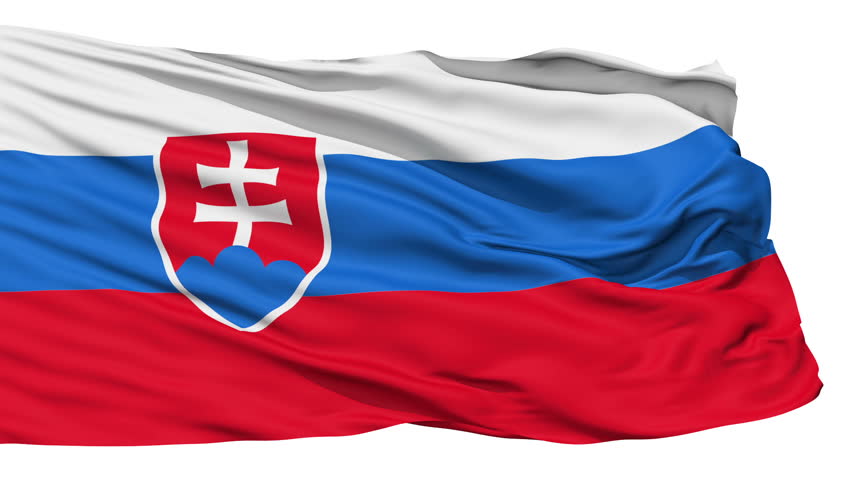 Animation of the full fluttering national flag of Slovakia isolated on white