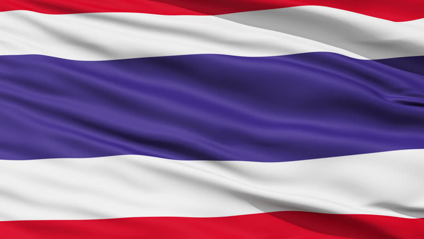 Closeup cropped view of a fluttering national flag of Thailand