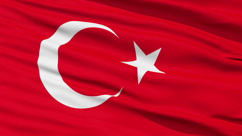 Closeup cropped view of a fluttering national flag of Turkey