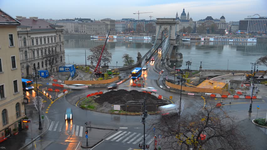 Time lapse of Chain bridge in Budapest , Hungary