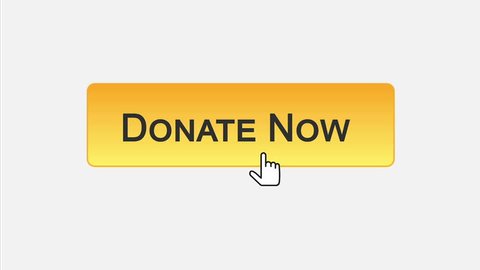 Donate now web interface button clicked with mouse, different color choice