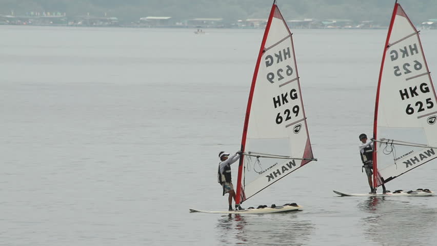 HONG KONG, CHINA - AUGUST 28: Training for windsurfing on August 28, 2011 in
