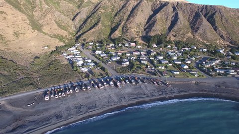Aerial View Of Ngawi Fishing Village In Palliser Bay, Wairarapa, New Zealand