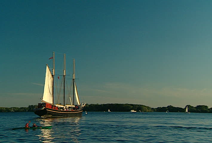 TORONTO - Circa 2002: The historic sailboat, Schooner Liberty, sails on Lake Ontario in 2002.
