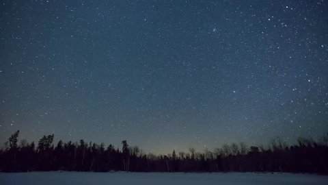 Wide Angle Winter Minnesotan Starry Night Astrophotography Landscape 4K UHD Timelapse