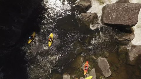 Aerial - Whitewater kayaking on a hard extreme river - New Zealand