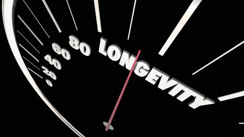 Longevity Lasting Life Span Word Speedometer 3d Animation