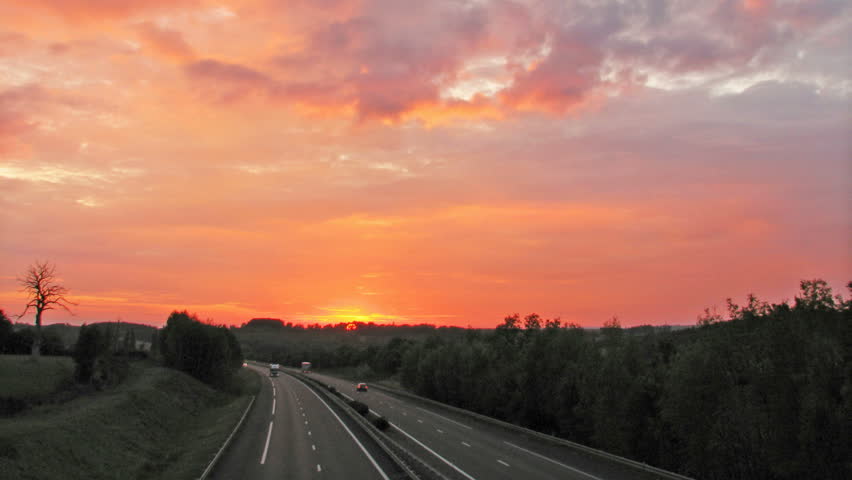 Highway Sunset :Time Lapse
