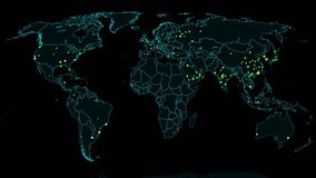 Hacker War Super Modern Digital Data Hacking World Map Simulation 4K UHD 2D Animation - Powered by Shutterstock - Get 15% off with code: PIKWIZARD15