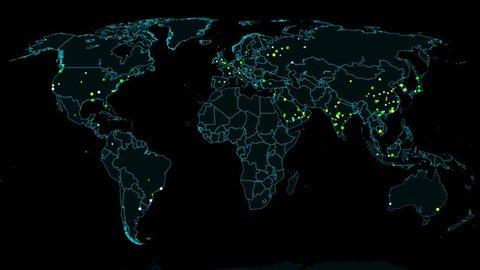 Hacker War Super Modern Digital Data Hacking World Map Simulation 4K UHD 2D Animation